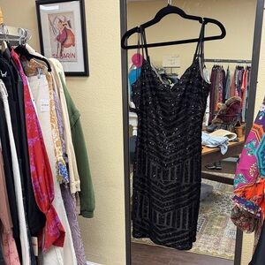 Black Sequin Slip Dress - Elegant Evening Dress